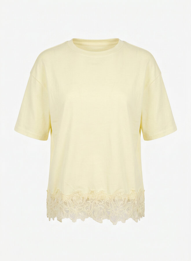 T-shirt met kant geel
