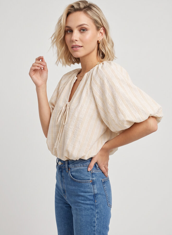 Ballon top stripes beige