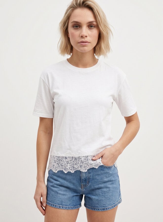 T-shirt met kant wit