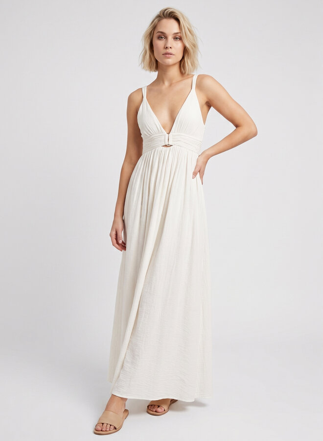 Lange zomerjurk viscose wit