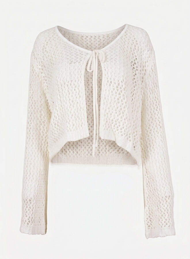 Crochet top met strik wit