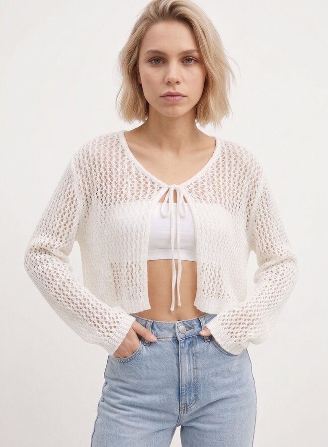 Crochet top met strik wit