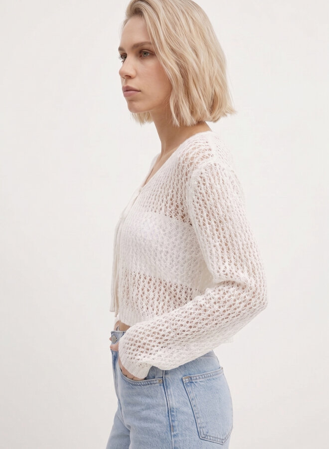 Crochet top met strik wit