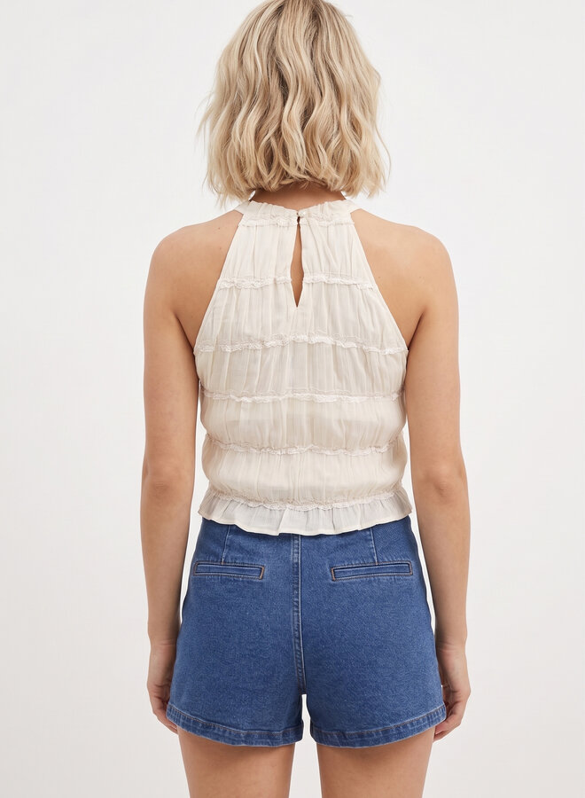 Beige top met plooien