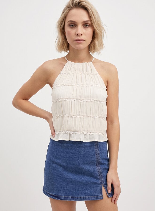 Beige top met plooien