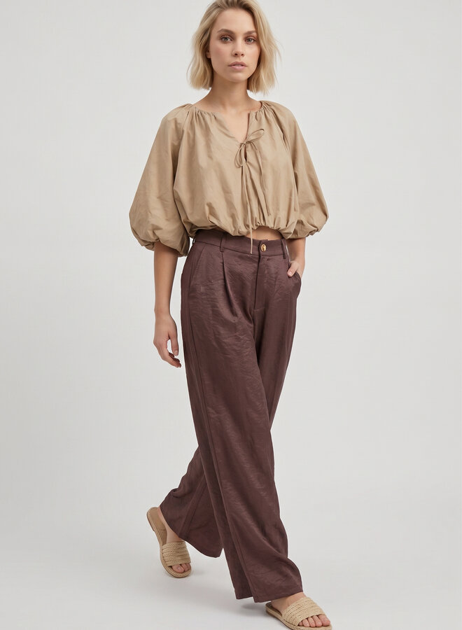 Pantalon viscose bruin