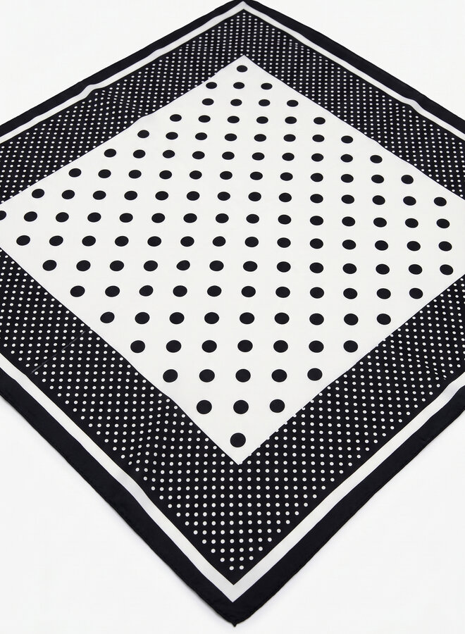 Sjaaltje satijn zwarte polka dots