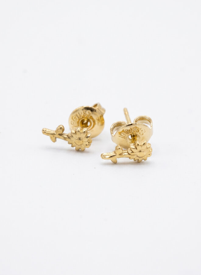 Oorknopjes kleine bloem goud