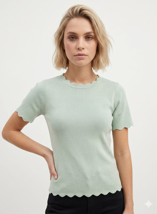 Top met zigzag details geel