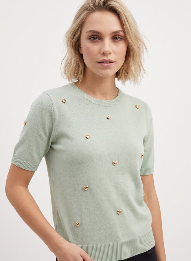 Top hartjes studs groen