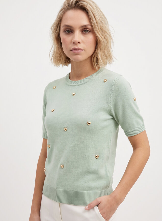 Top hartjes studs groen