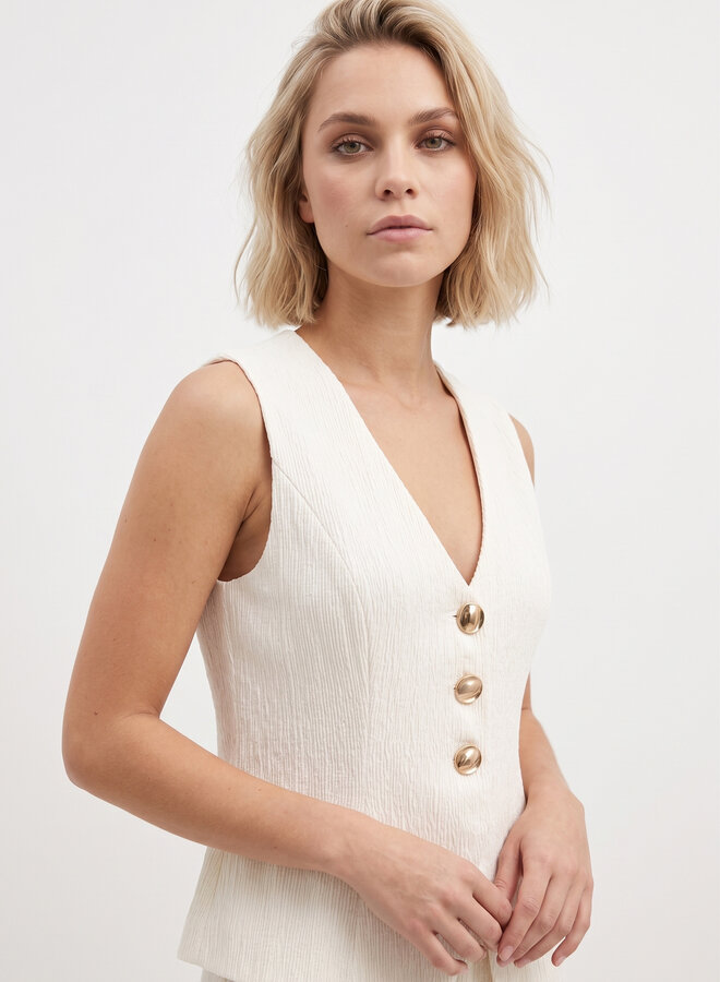 Gilet met knopen beige