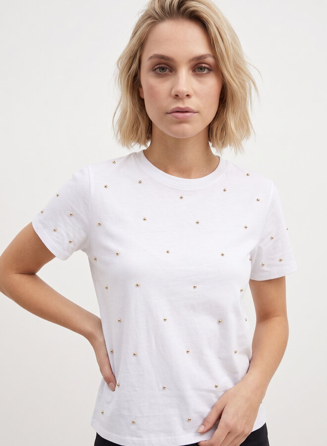 Shirt met studs wit