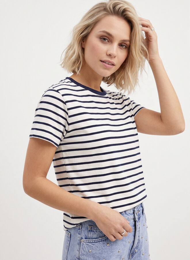 Gestreept shirt marine wit