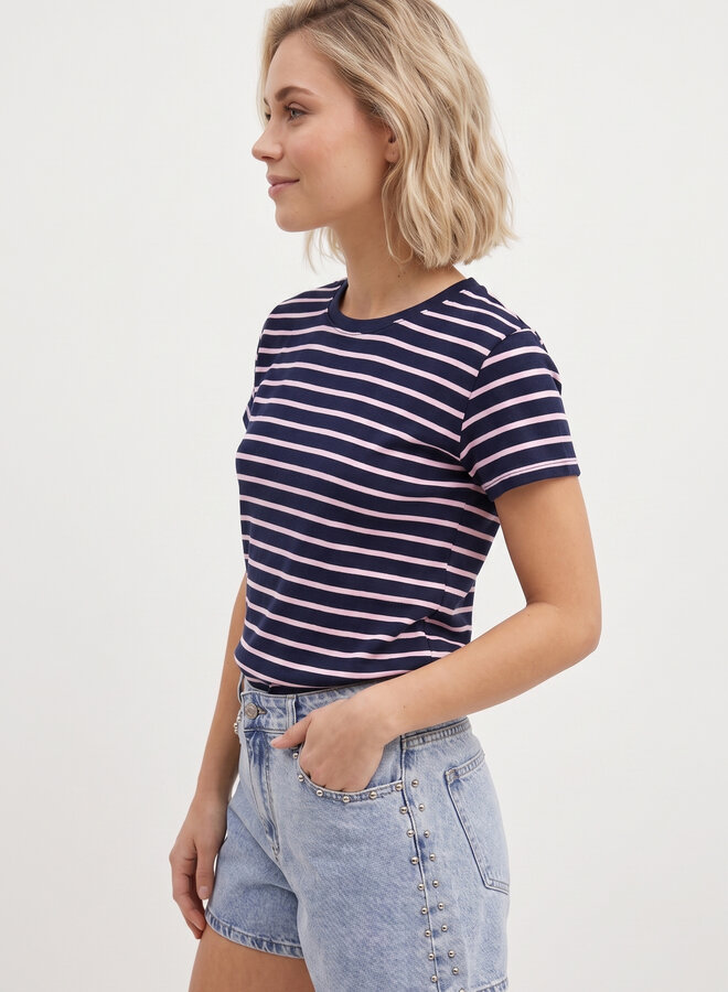Gestreept shirt roze blauw