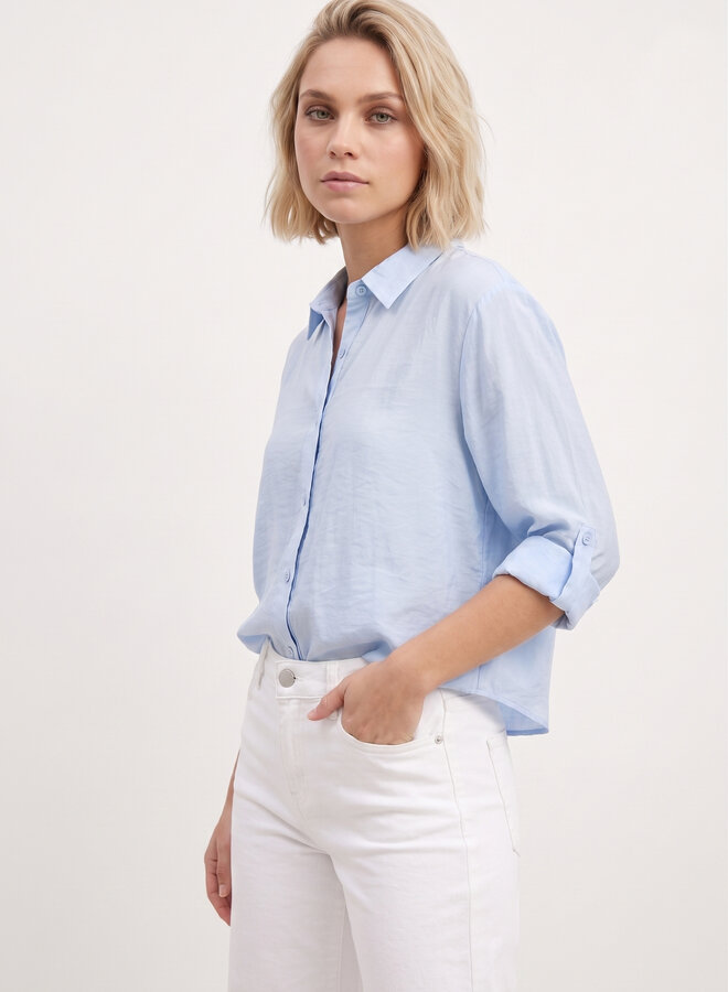 Soepel vallende katoenen blouse blauw
