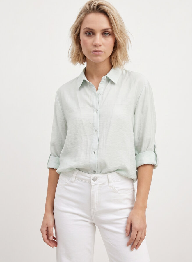 Soepel vallende katoenen blouse mint