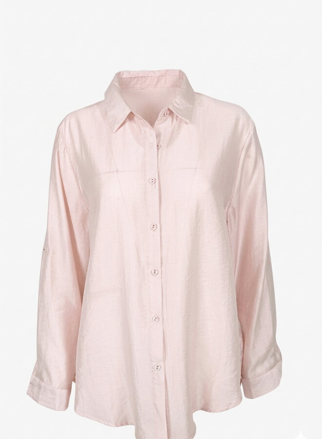Soepel vallende katoenen blouse roze