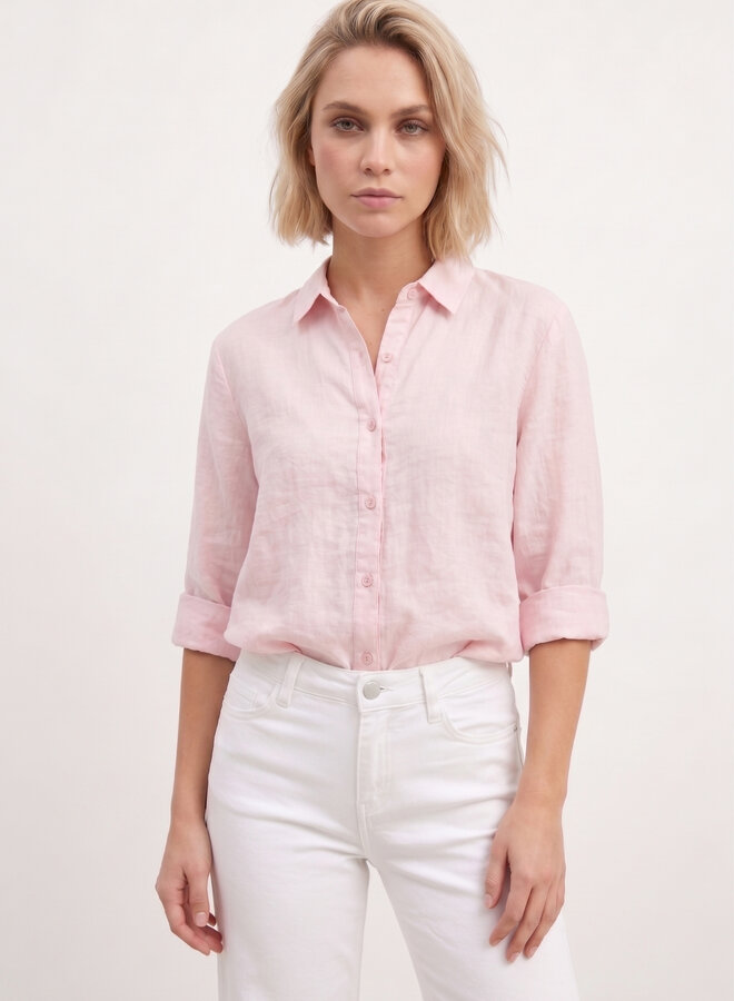 Soepel vallende katoenen blouse roze