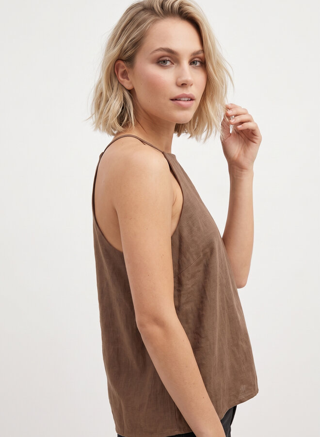 Tanktop viscose bruin