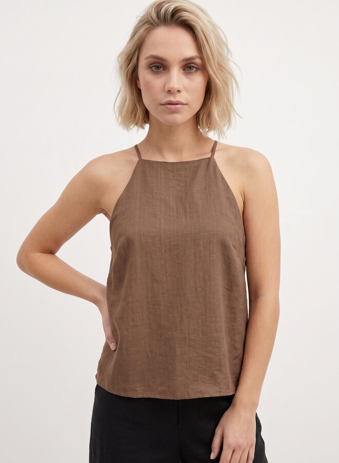 Tanktop viscose bruin