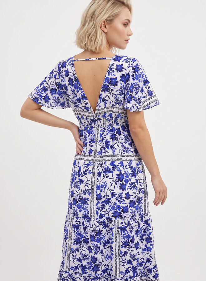 Maxi jurk met blauwe print Sally