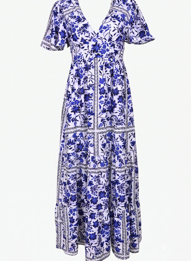 Maxi jurk met blauwe print Sally