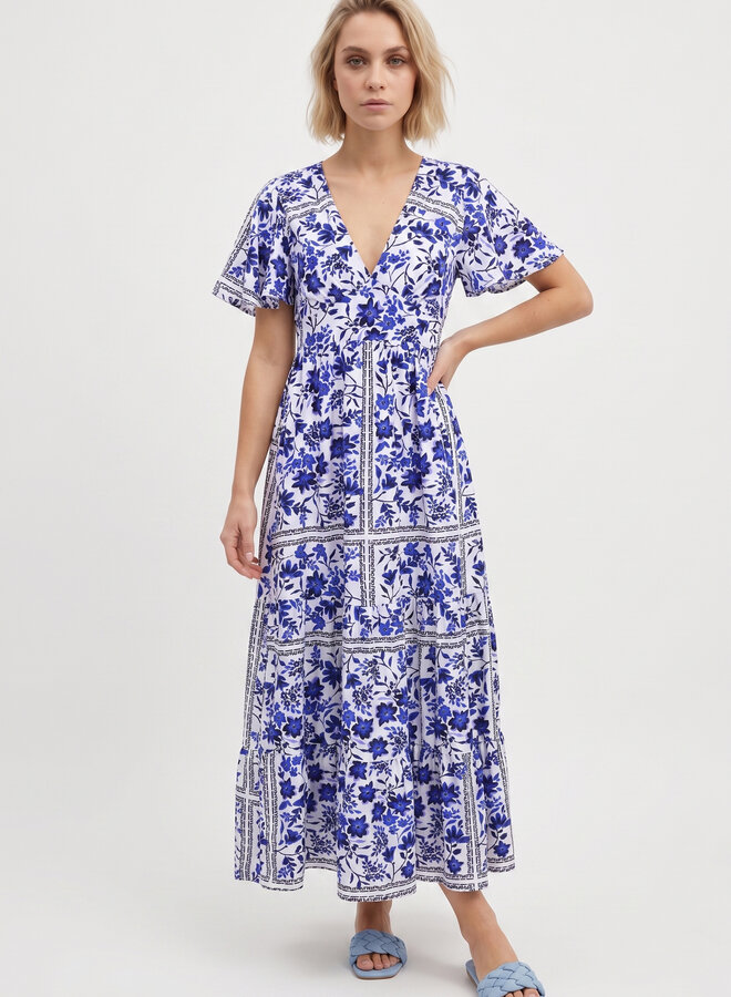 Maxi jurk met blauwe print Sally