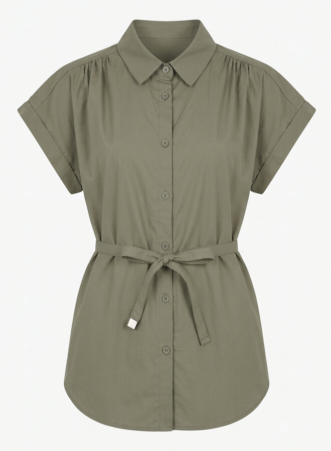 Katoenen blouse korte mouw groen