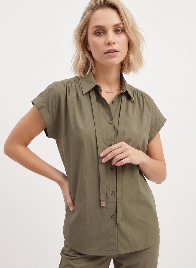 Katoenen blouse korte mouw groen