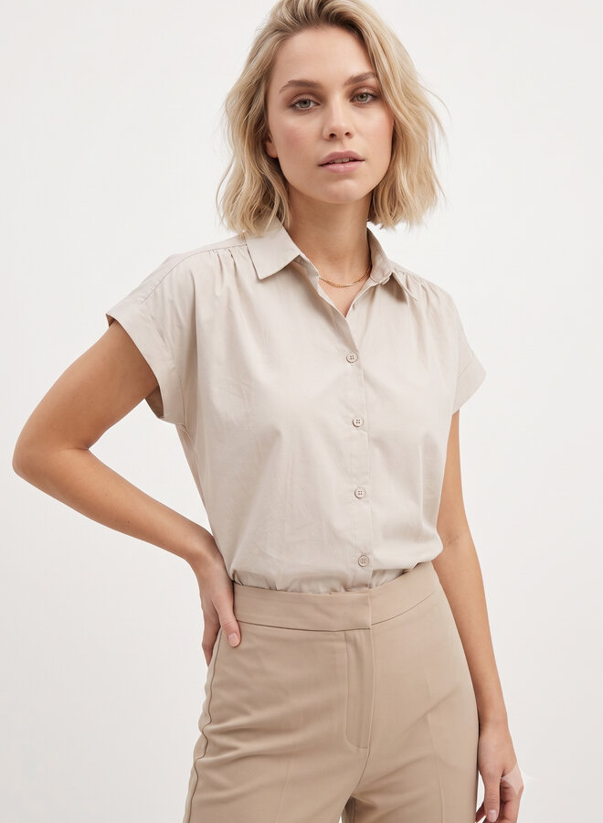 Katoenen blouse korte mouw