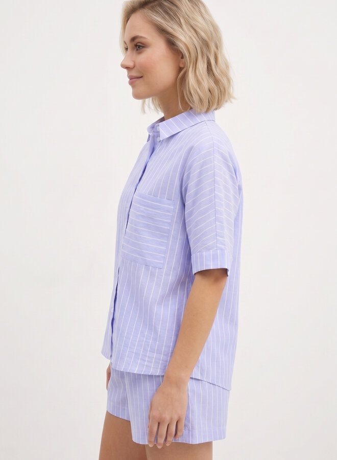 Katoenen blouse pinstripe blauw