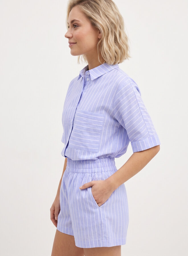 Katoenen blouse pinstripe blauw