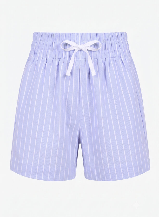 Katoenen short pinstripe blauw