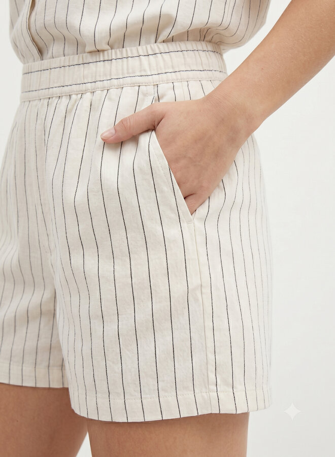 Katoenen short pinstripe beige