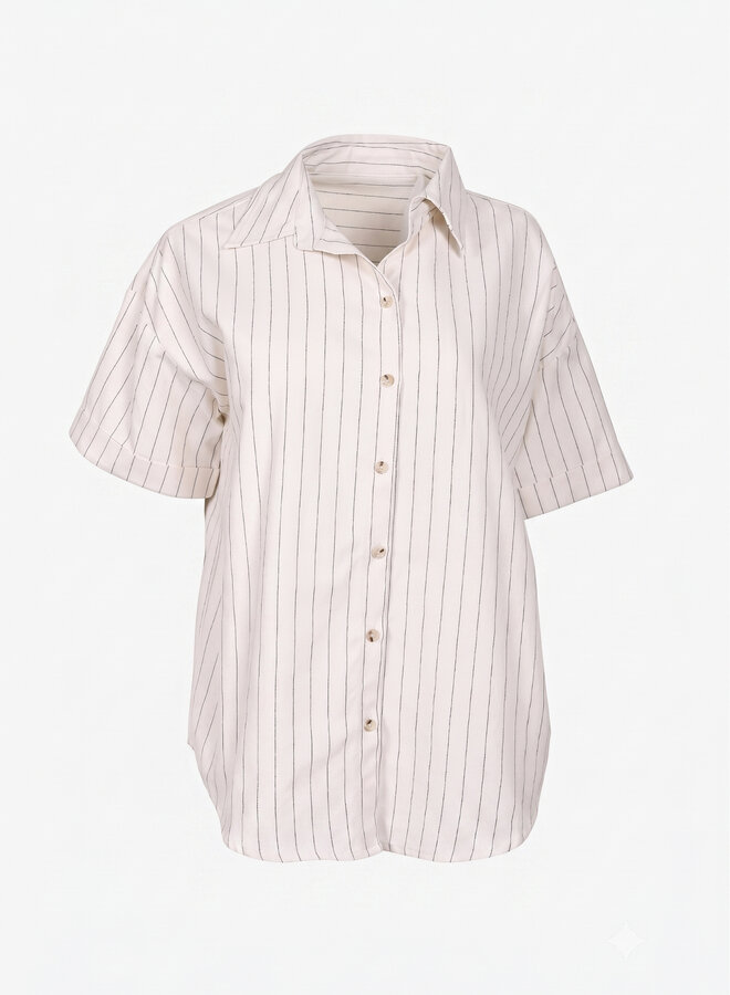 Katoenen blouse pinstripe beige