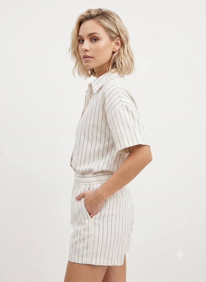 Katoenen blouse pinstripe beige