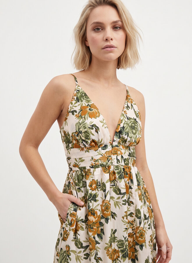 Lange zomerjurk groene print