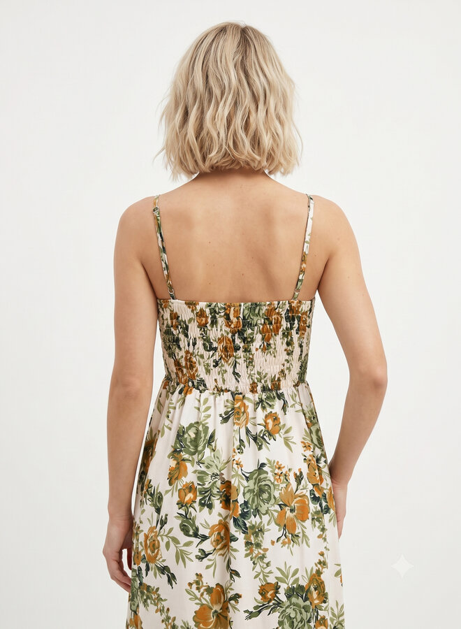 Lange zomerjurk groene print