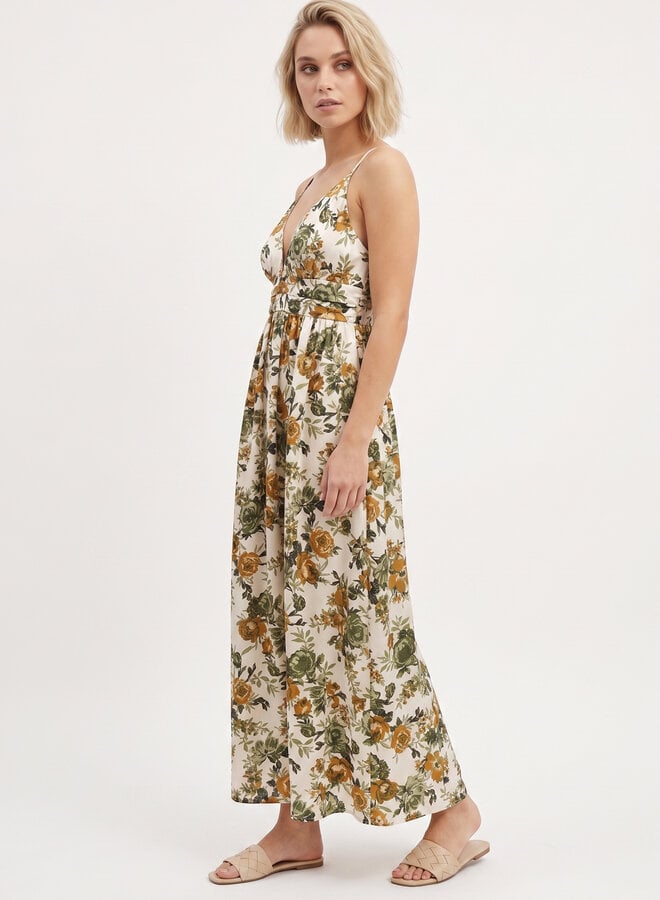 Lange zomerjurk groene print