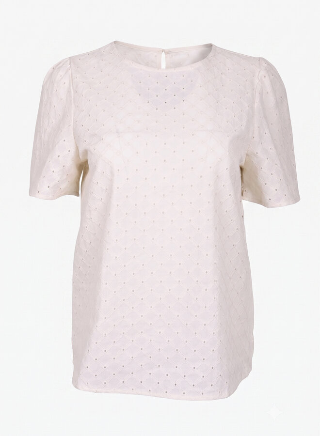 Top katoen beige met patroon