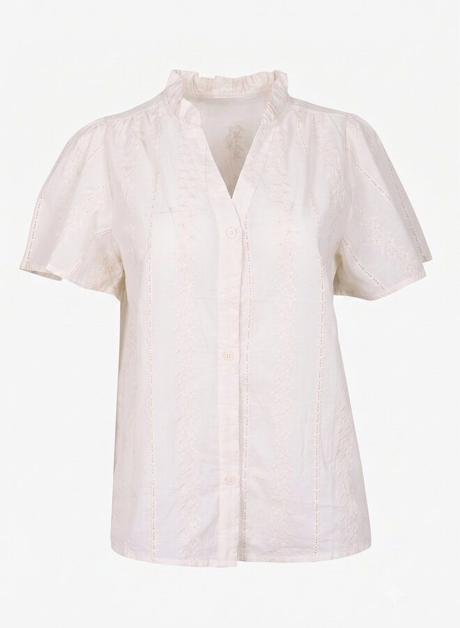 Blouse met broderie details beige