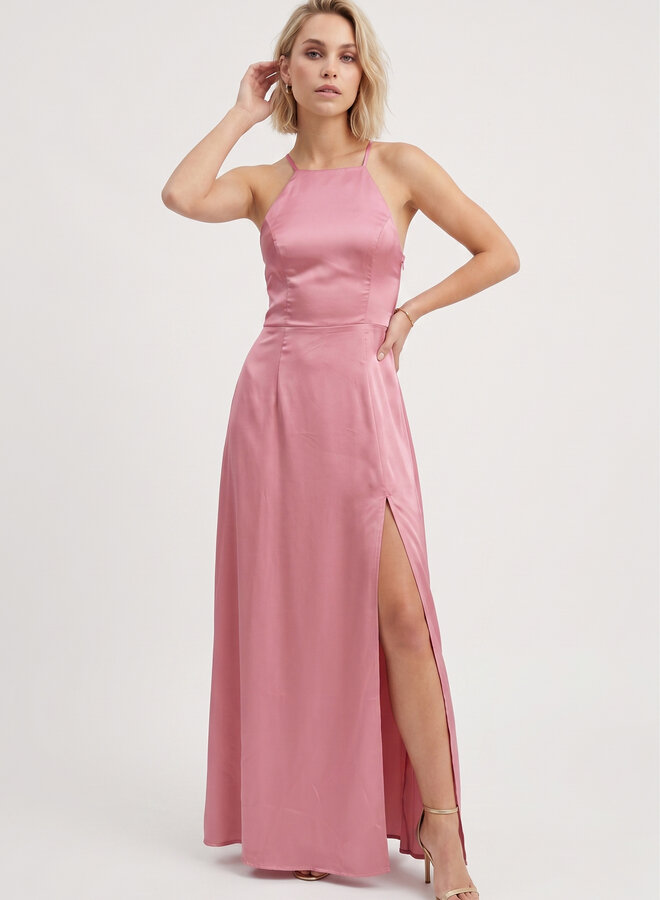 Elegante jurk met split roze