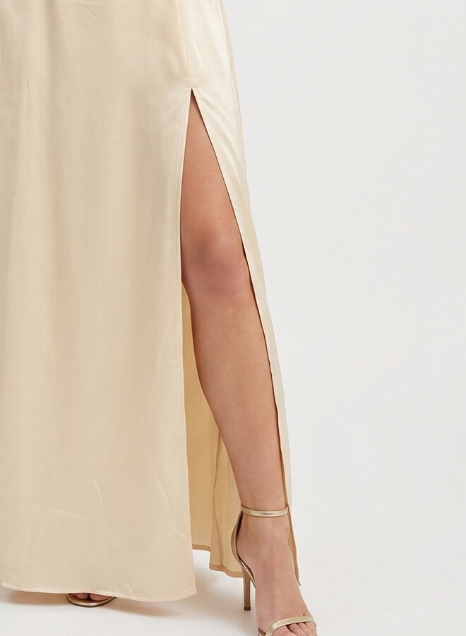 Elegante jurk met split geel