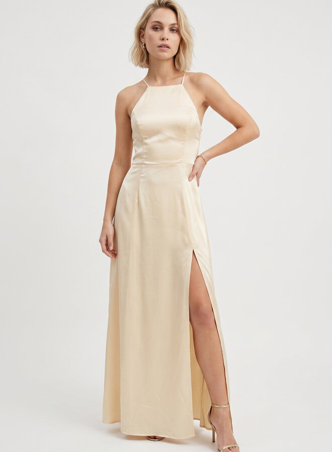 Elegante jurk met split geel
