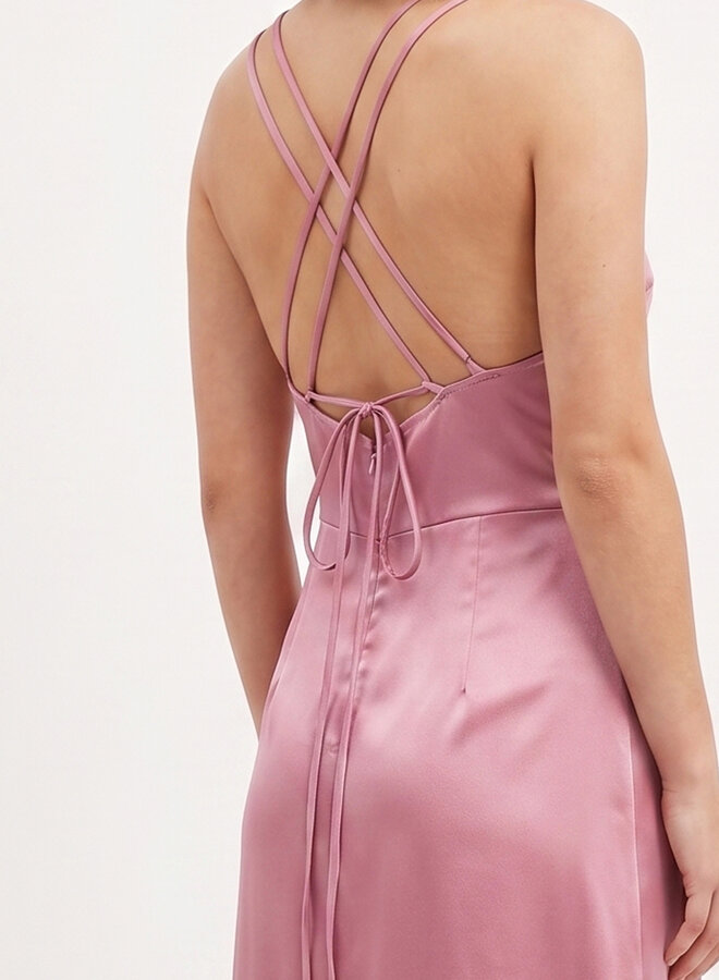 Elegante jurk met split roze