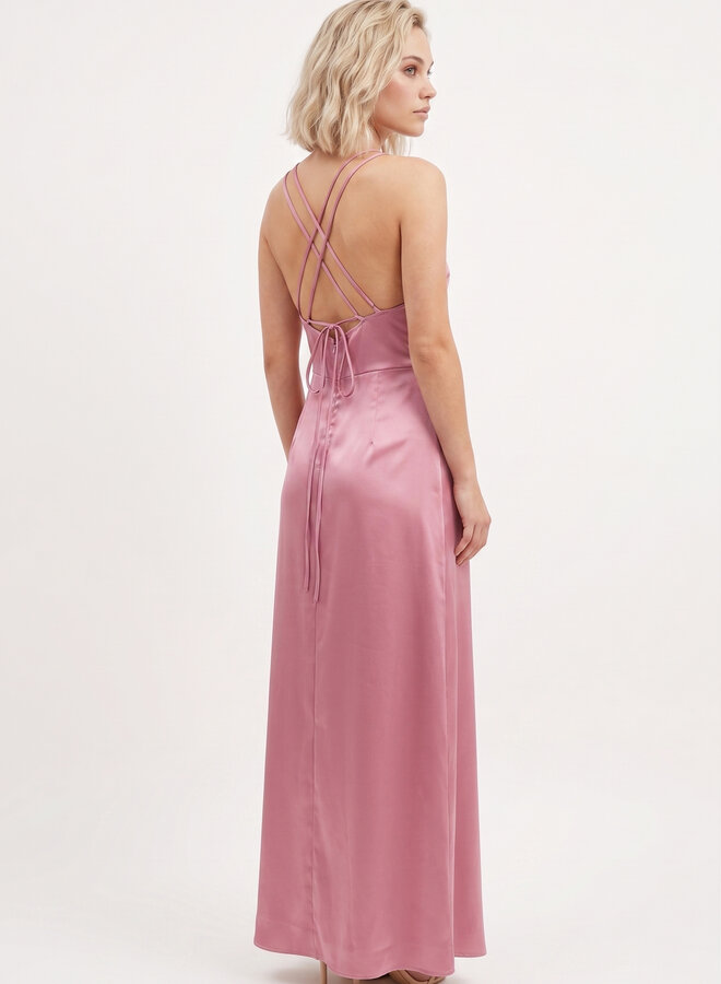 Elegante jurk met split roze