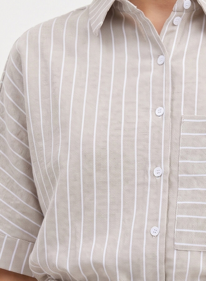 Katoenen blouse pinstripe khaki