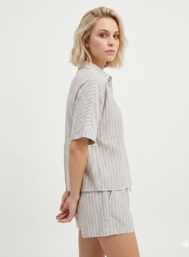 Katoenen short pinstripe khaki