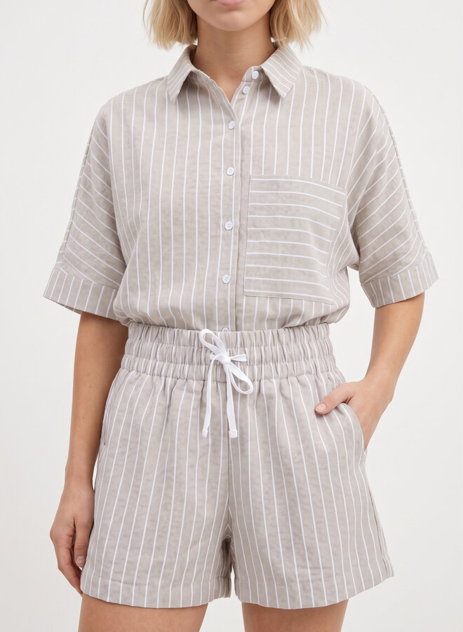 Katoenen short pinstripe khaki